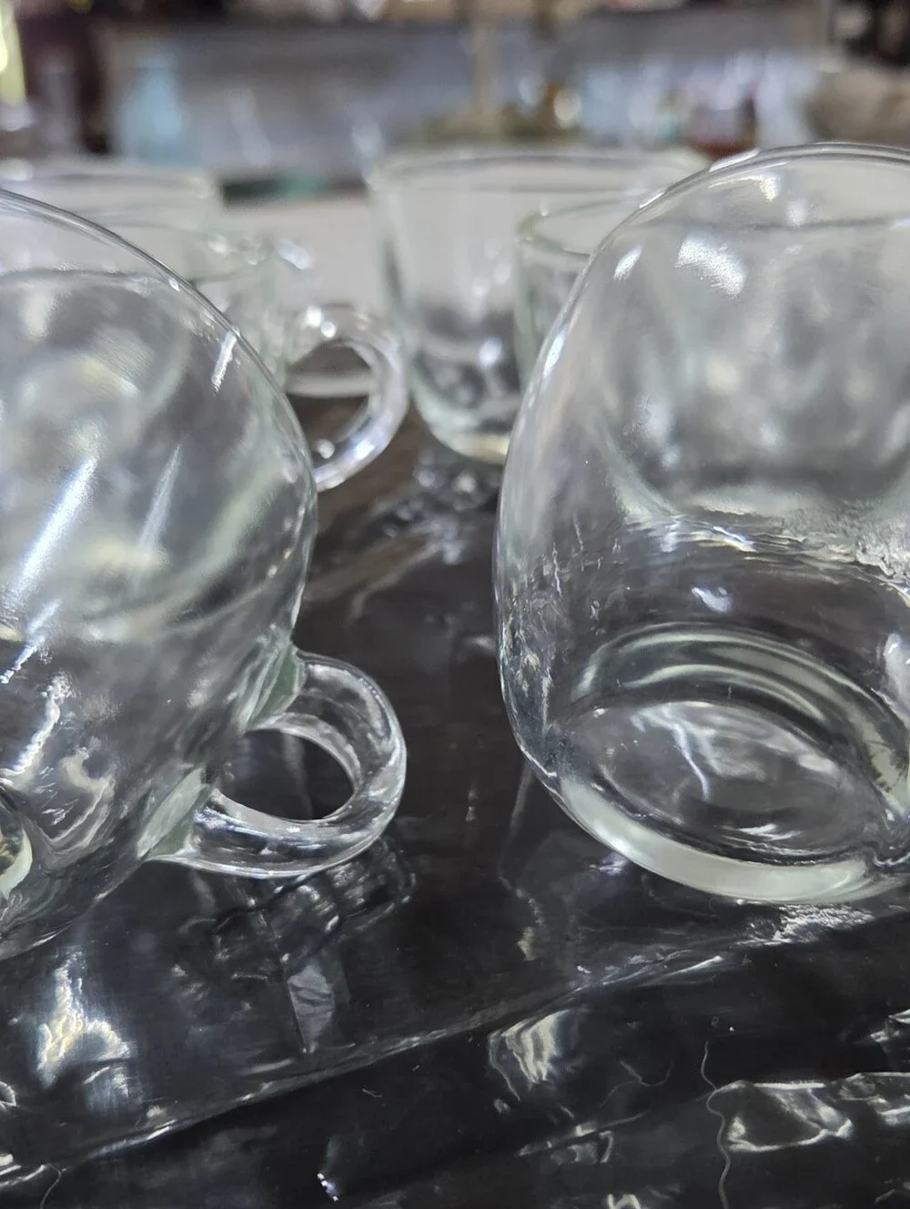Vintage Clear Glass Punch Cups Coffee Mugs Set of 6